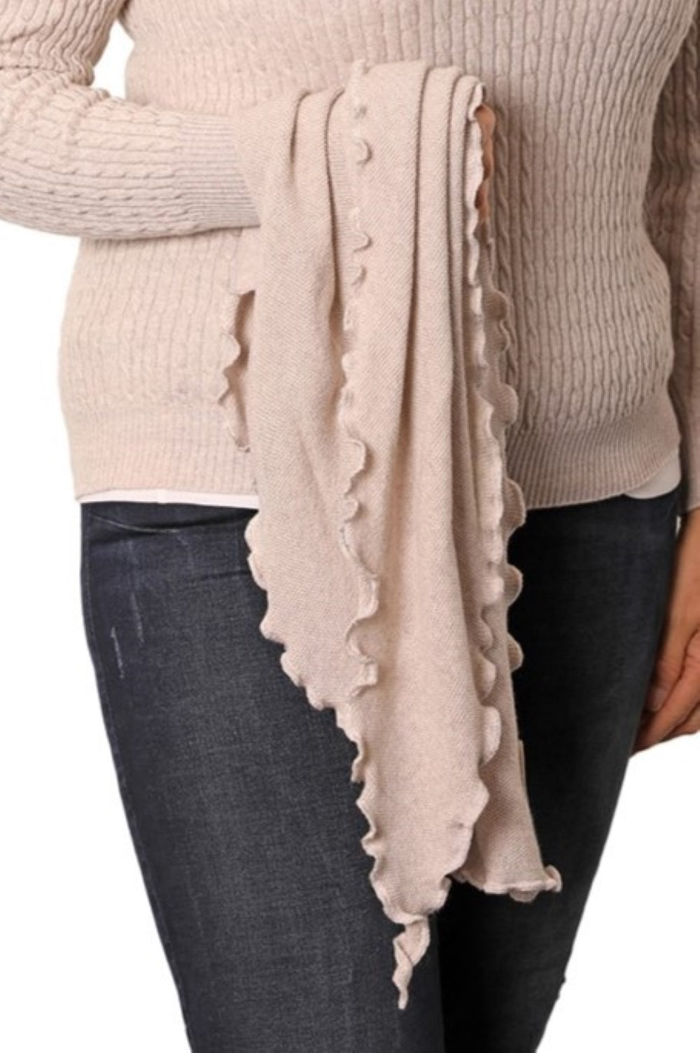 100% Supersoft Merino Triangle Textured Wrap