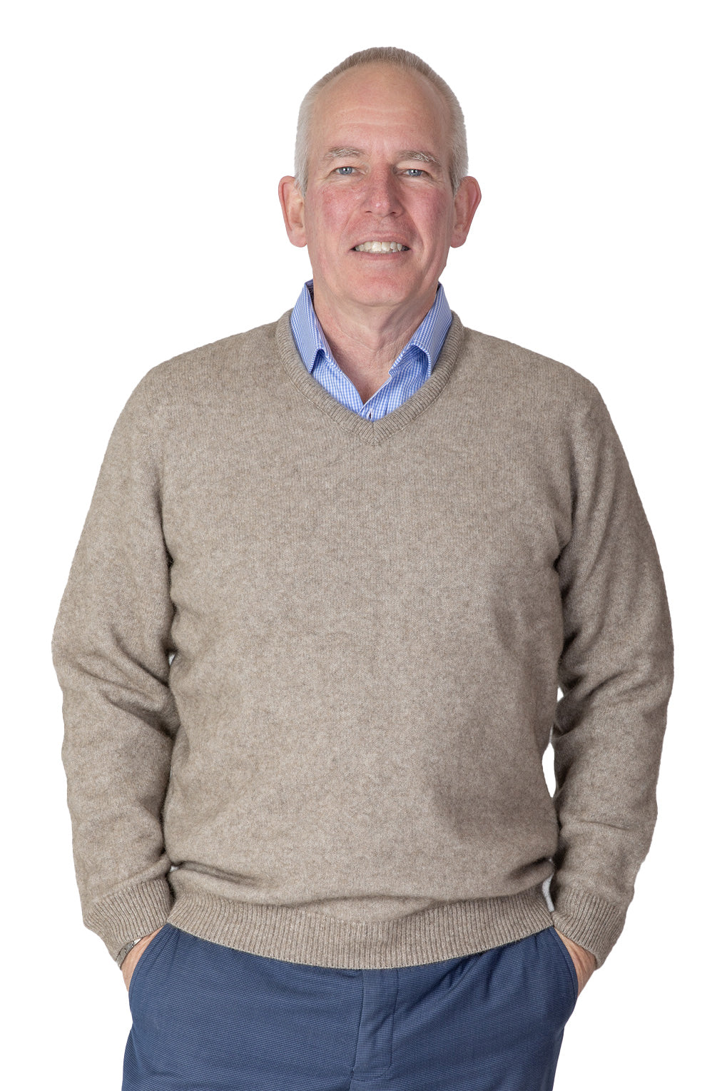 Merino Possum V-Neck Jumper - Oyster