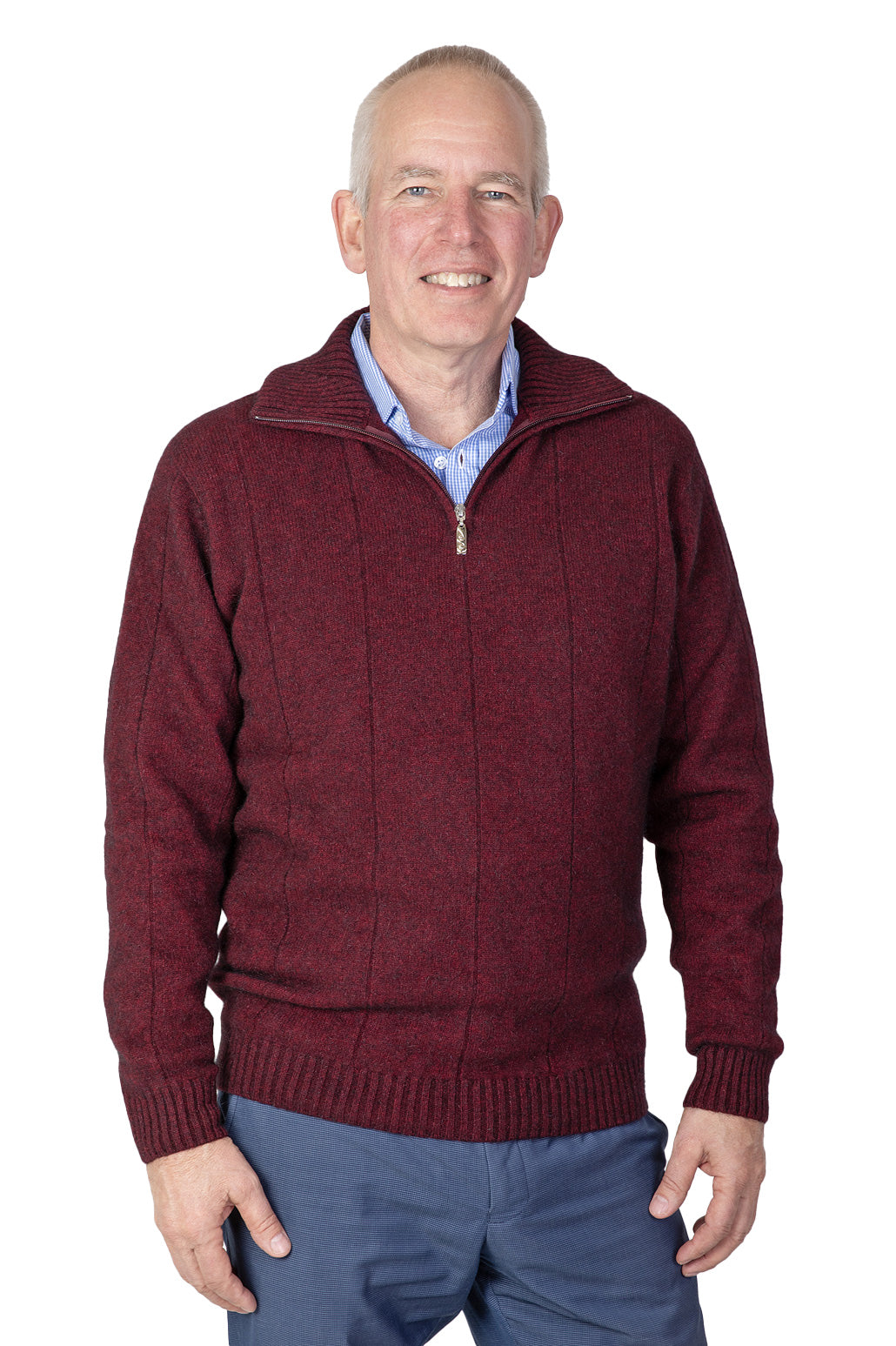 Merino Possum 1/4 Zip Jumper - Port