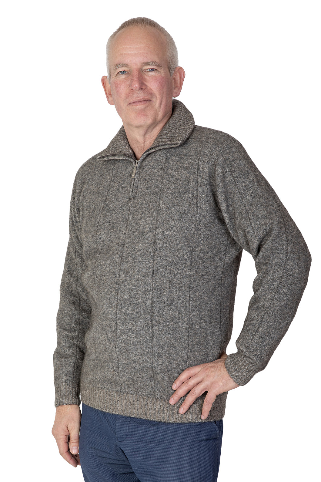 Merino Possum 1/4 Zip Jumper - Pumice