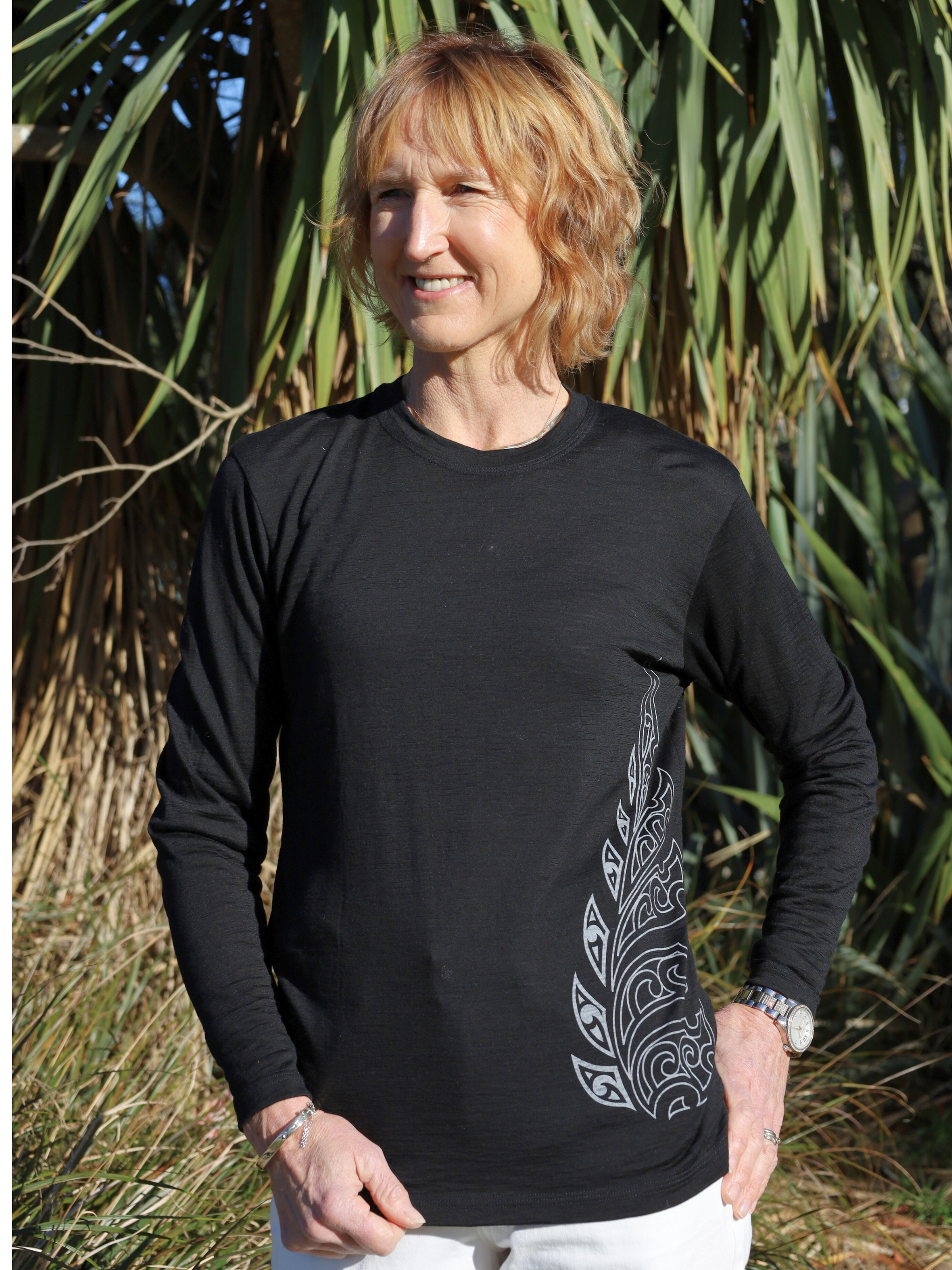 Black merino long sleeve top 3
