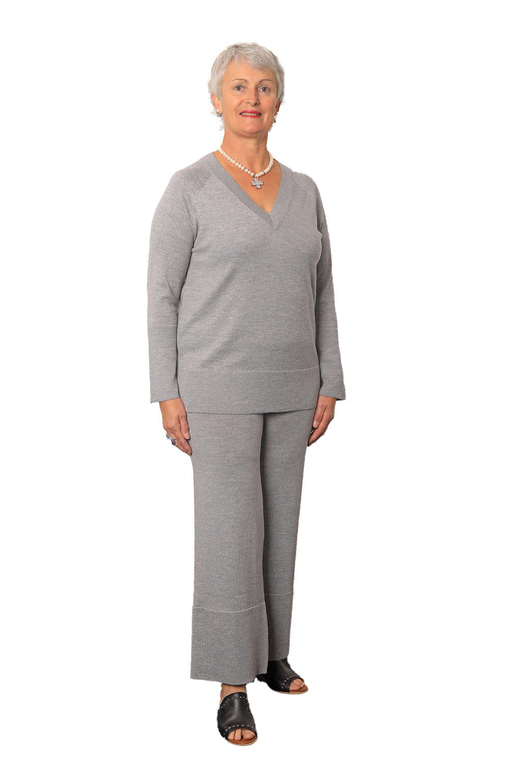 AOK Clothings Stacie 100% Merino V Neck Jersey