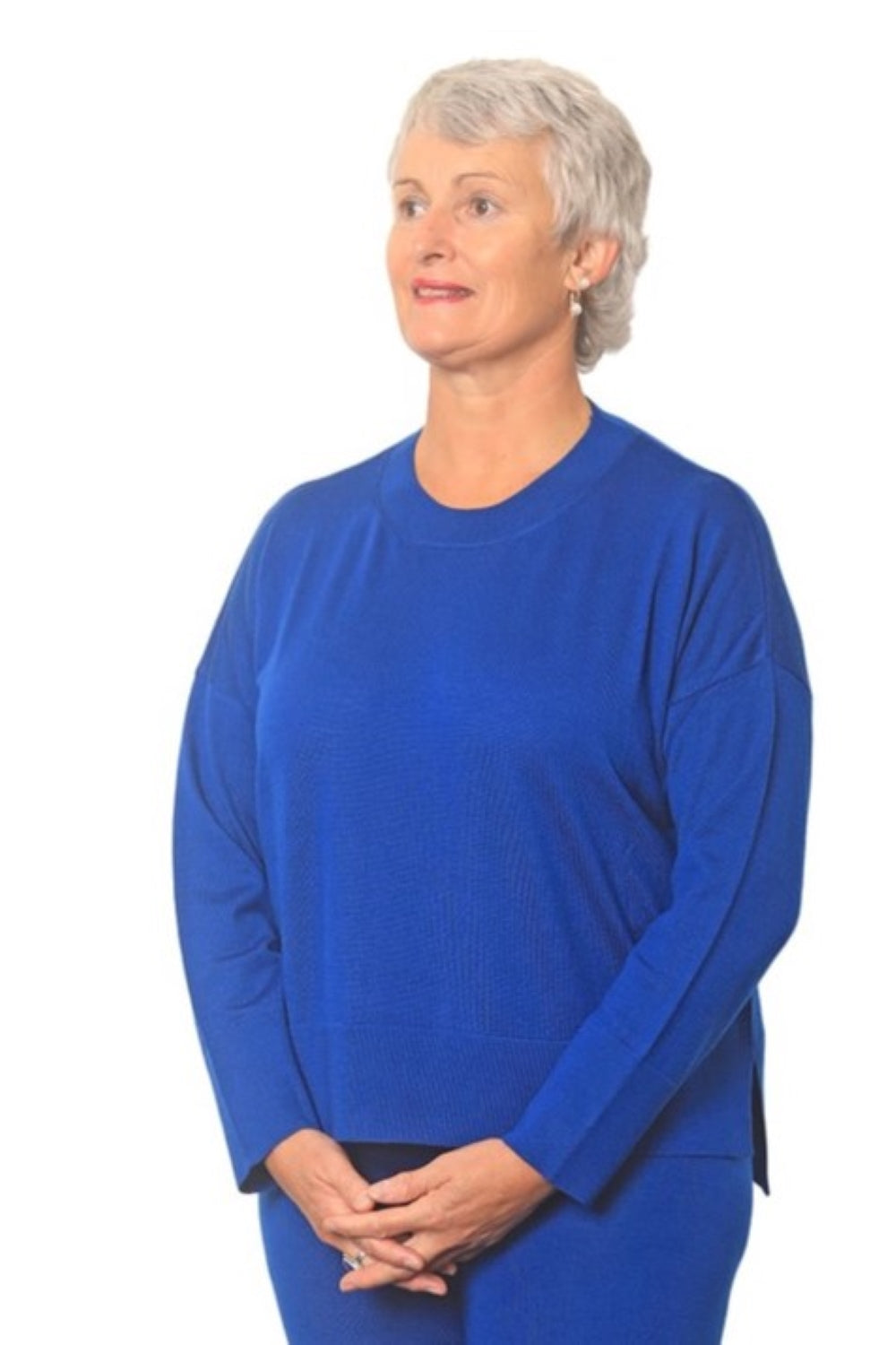 Stacie 100% Merino Crew Neck Jersey Lapis