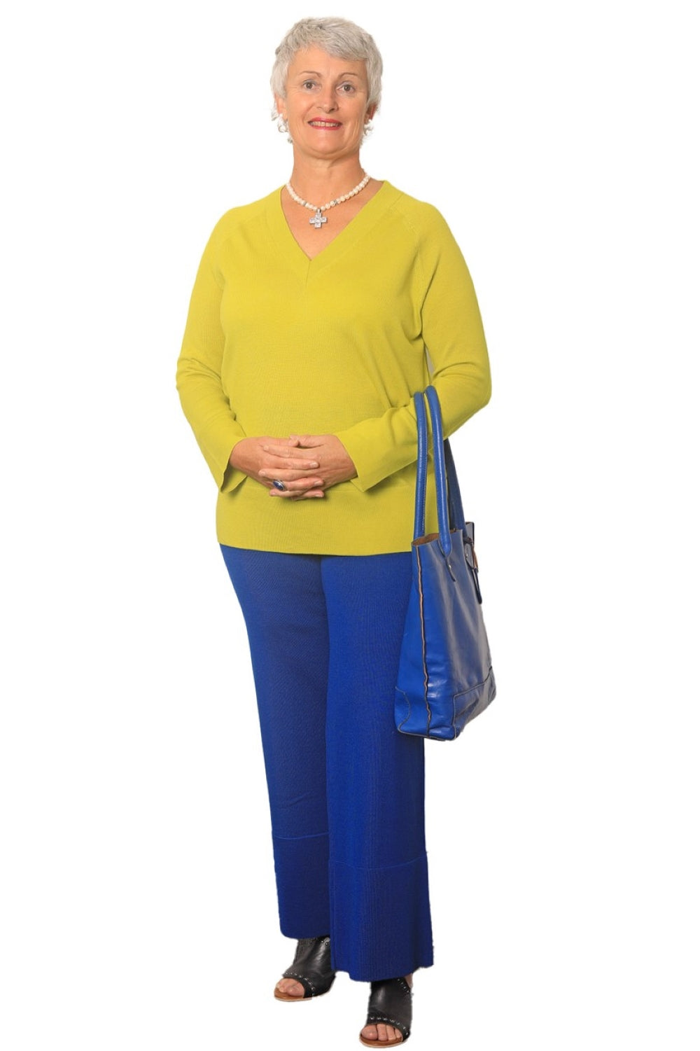 AOK Clothings Stacie 100% Merino V Neck Jersey Lime