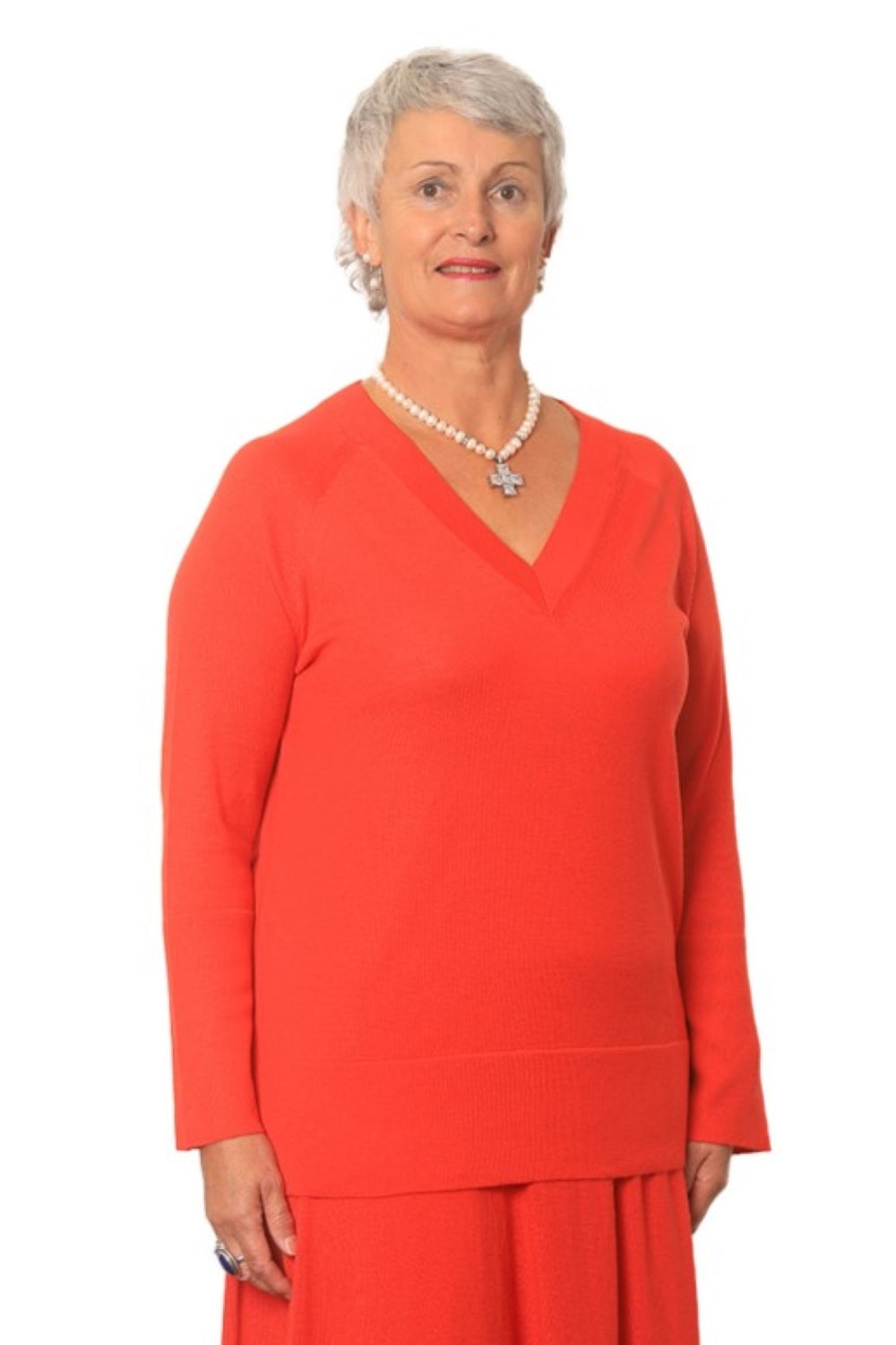 AOK Clothings Stacie 100% Merino V Neck Jersey Infrared