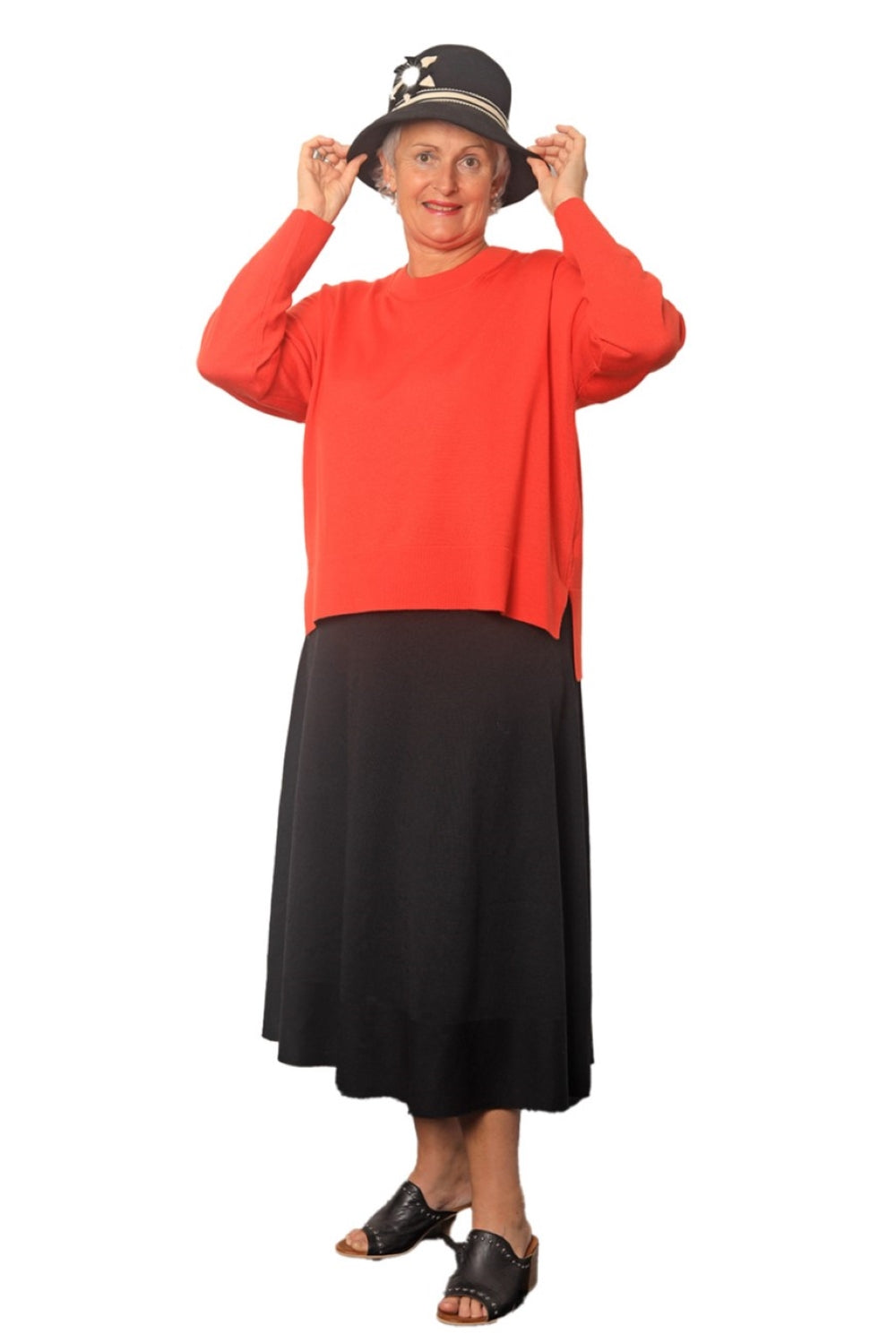 100% Extra Fine Merino Flared Skirt - The Lisa Black