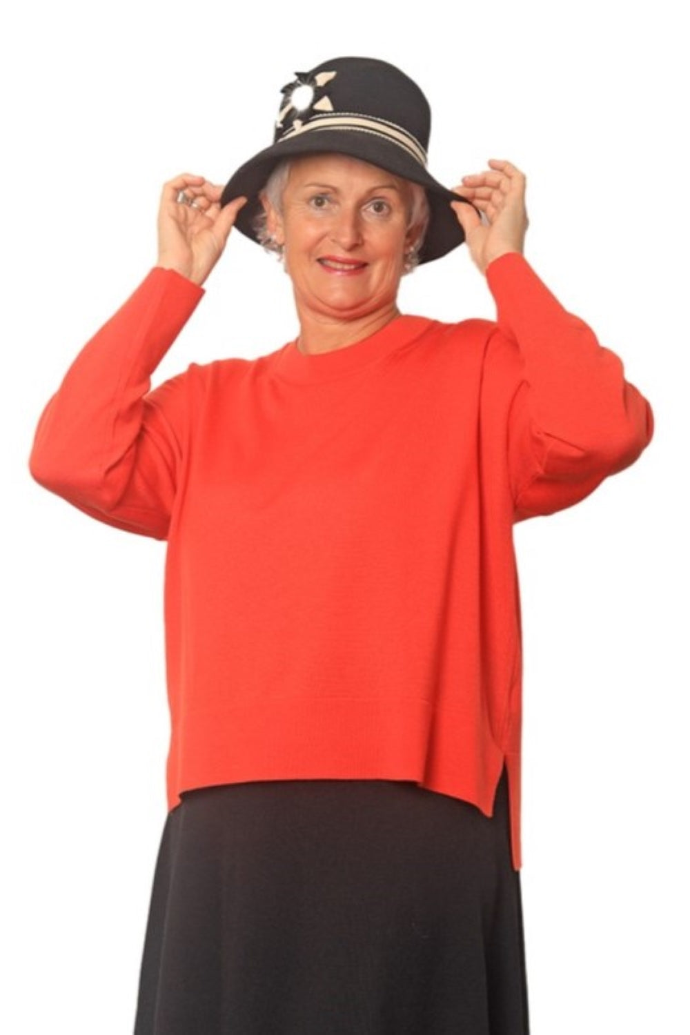 Stacie 100% Merino Crew Neck Jersey Infrared