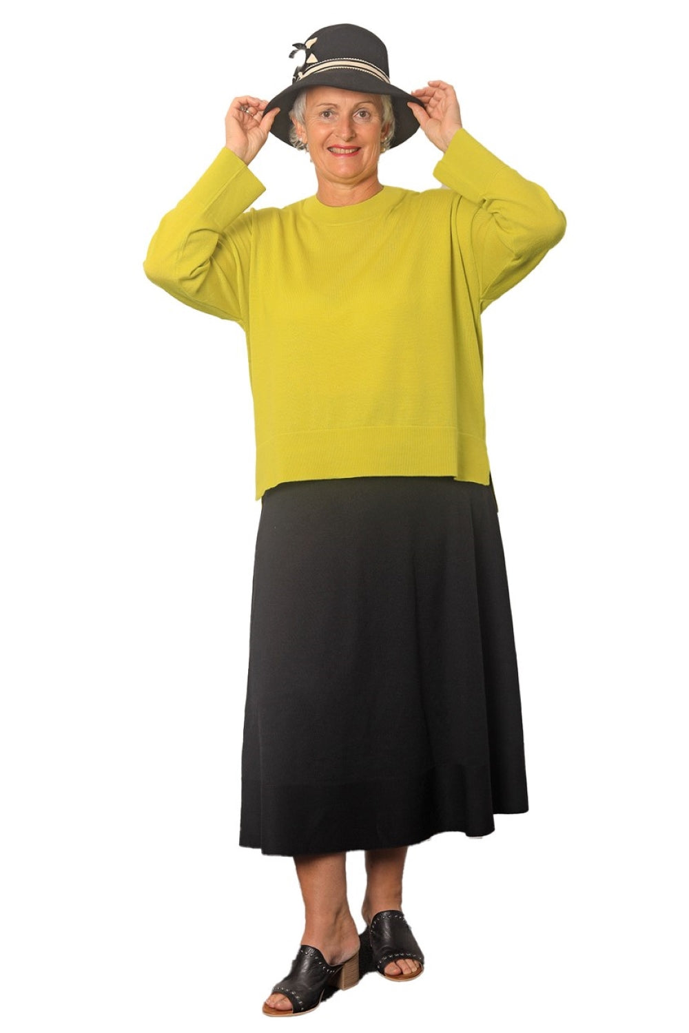 100% Extra Fine Merino Flared Skirt - The Lisa Black