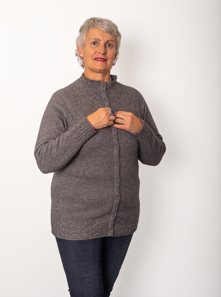 Merino Possum Cable Button Cardigan