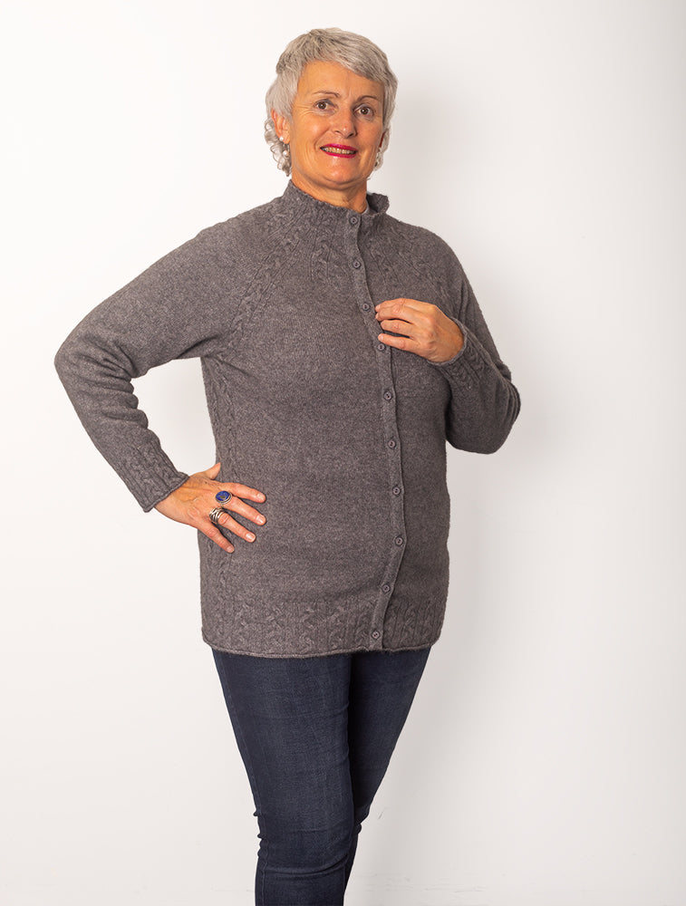 Merino Possum Cable Button Cardigan