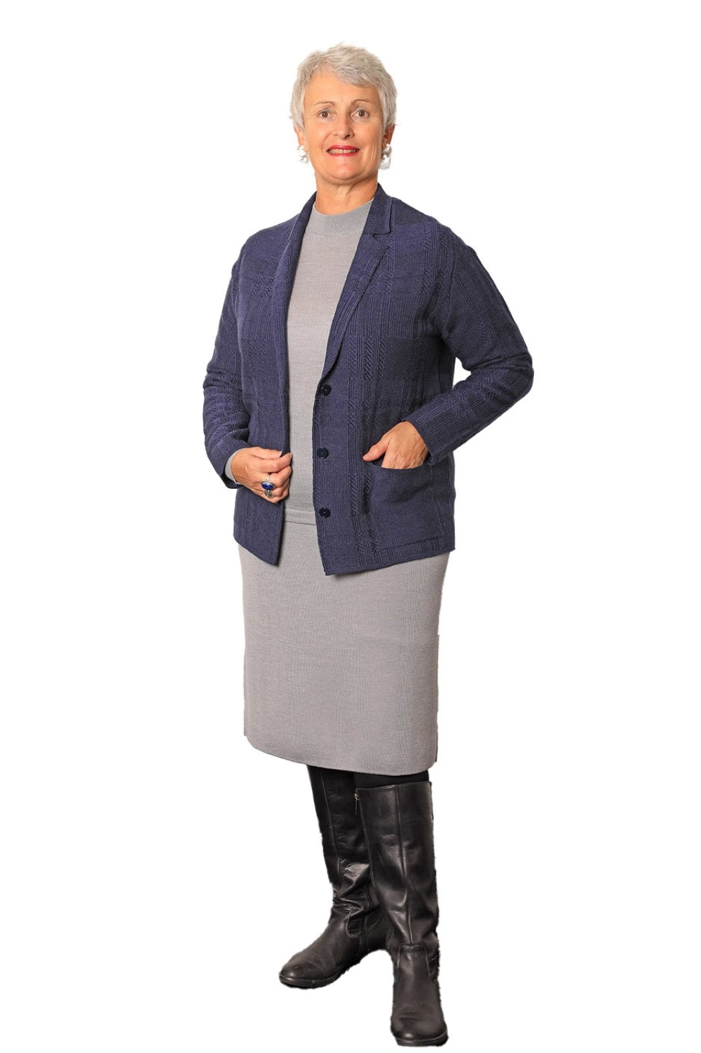 Products Made in Italy - Merino Plain silver Skirt and Giacca Jacket Graglia