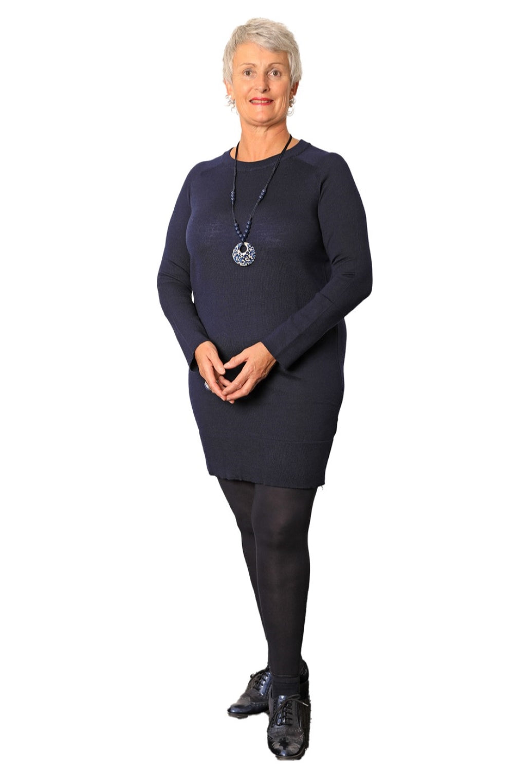 100% Merino Tunic Dress by AOK Clothing - The Stacie Dress Navy