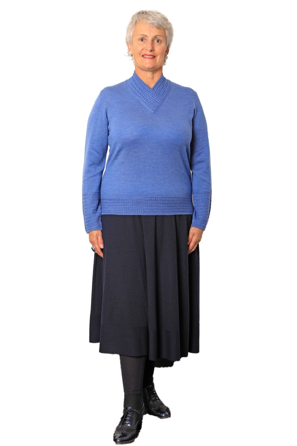 100% Extra Fine Merino Flared Skirt - The Lisa Navy