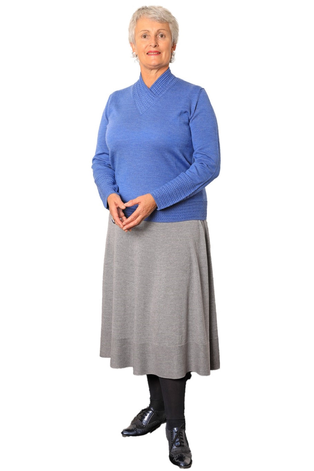 100% Extra Fine Merino Flared Skirt - The Lisa Grigio