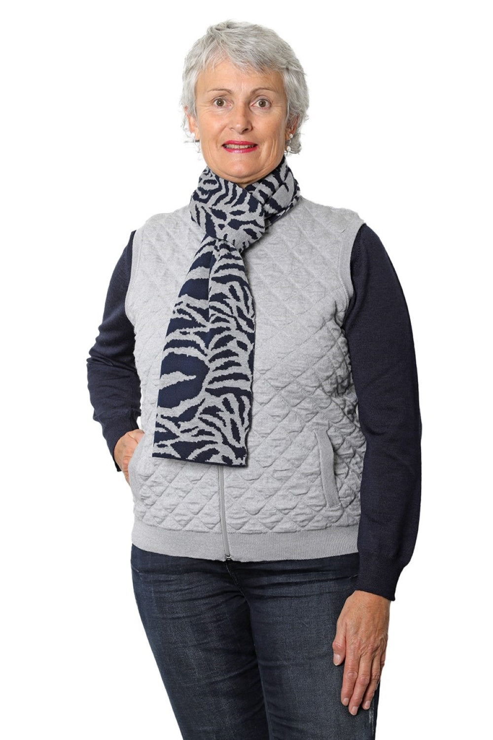 AOK Clothing's Quilted 100% Merino Zip Sleeveless Vest grey