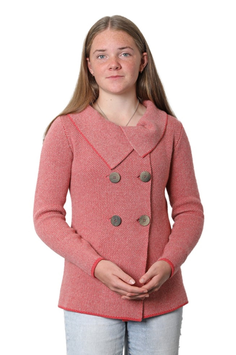 Cashmere Merino Double Breasted Jacket Brique/Beige