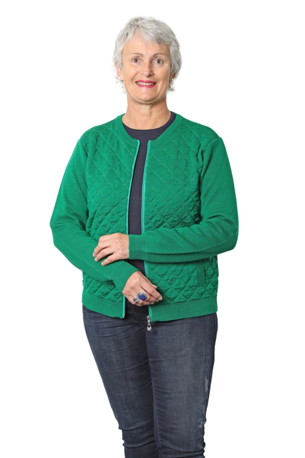Quilted 100% Merino Zip Jacket with sleeves and pockets