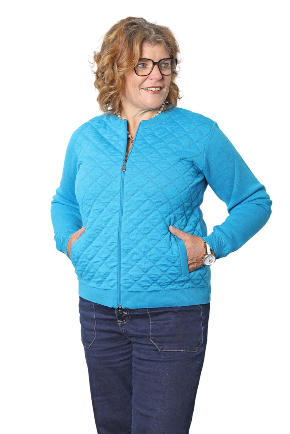 Quilted 100% Merino Zip Jacket with sleeves and pockets