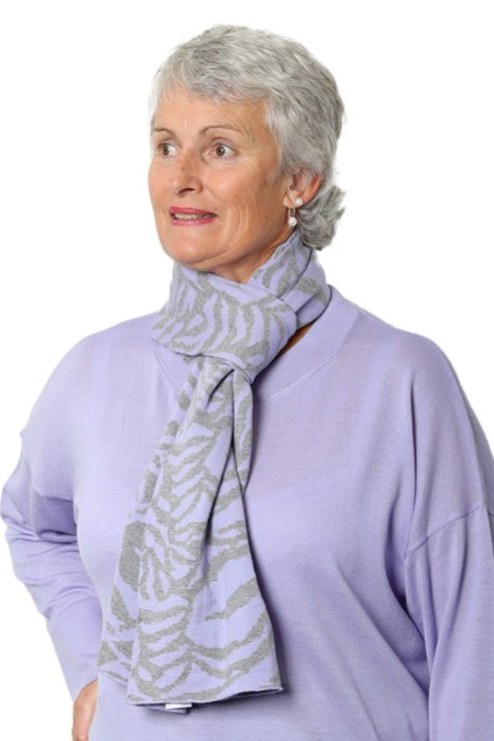 Zebrata - 100% Merino Scarf _Lavender