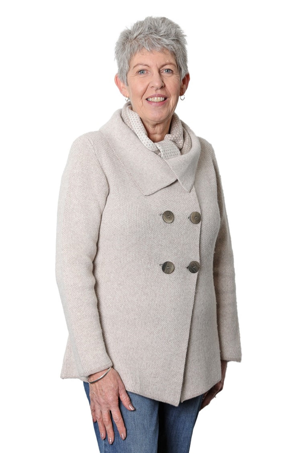 Cashmere Merino Double Breasted Jacket Beige/Oatmeal