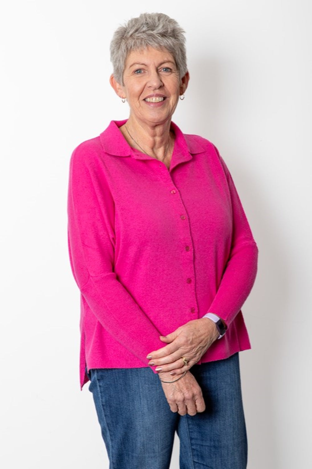 Cashmere Merino Collar Maxi Cardigan Fuchsia