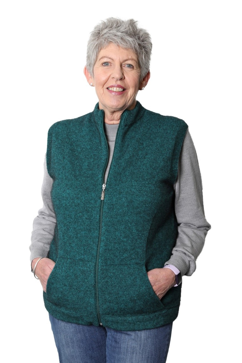 Merino Possum Sleeveless Vest - Paua