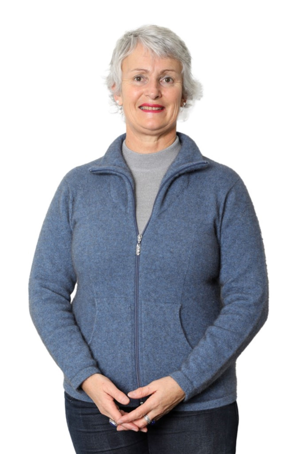 Merino Possum Slant Pocket Zip Jacket - Bahama