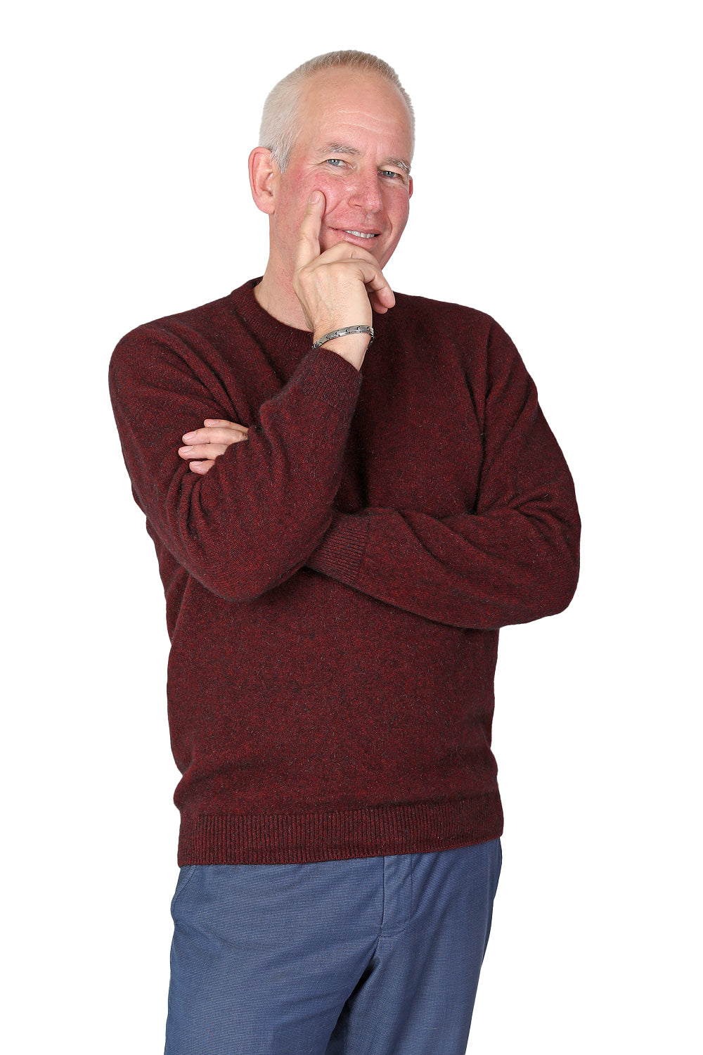Merino Possum Crew Neck Jumper - Port