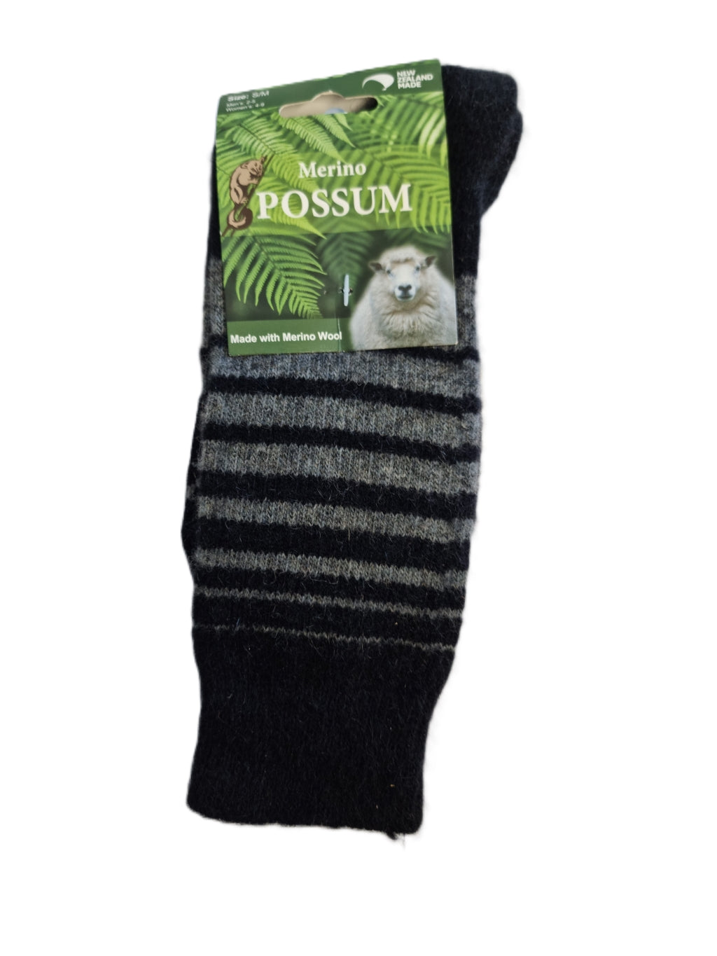 Merino Possum Fine Knit Stripe Sock