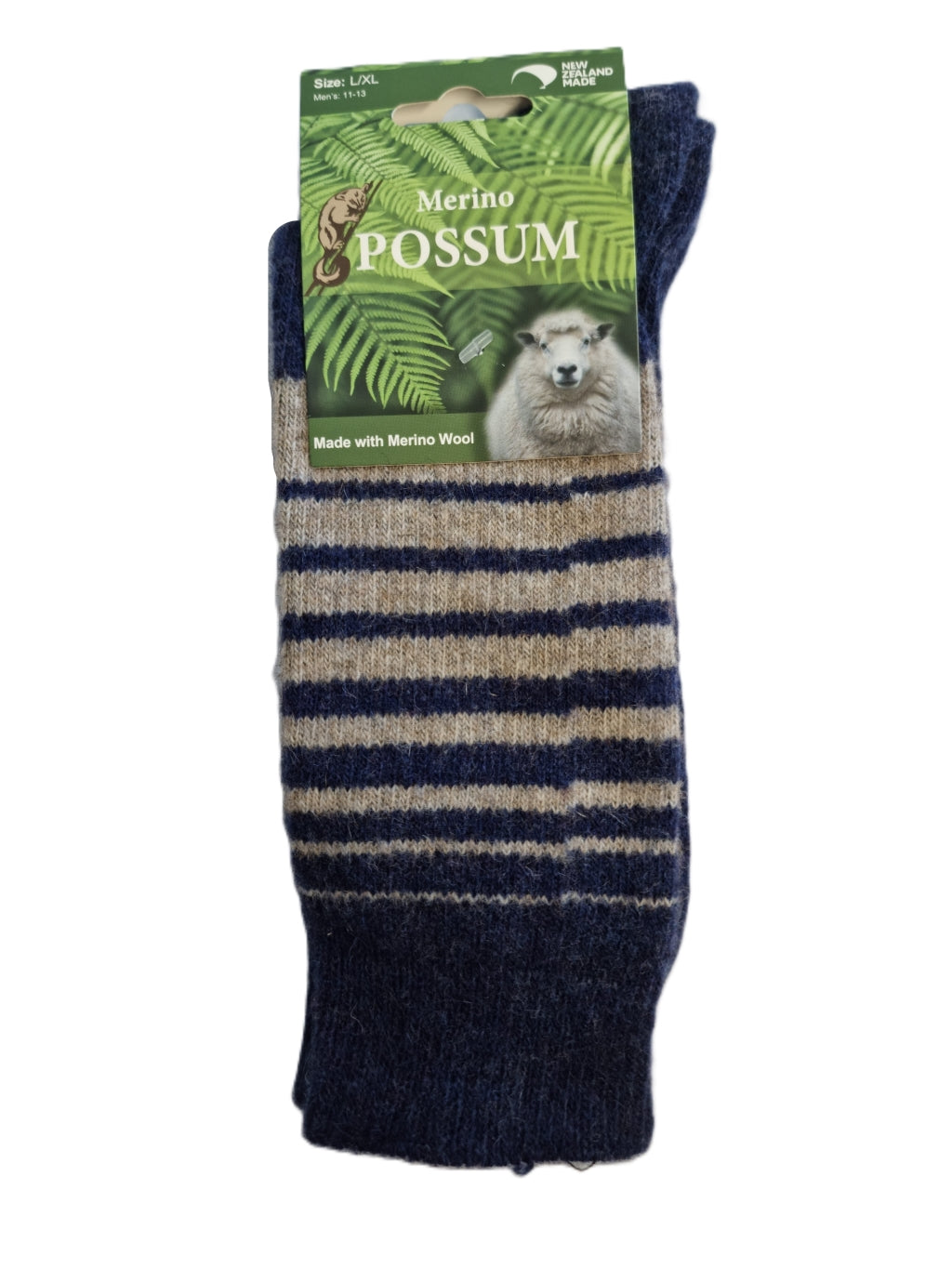 Merino Possum Fine Knit Stripe Sock