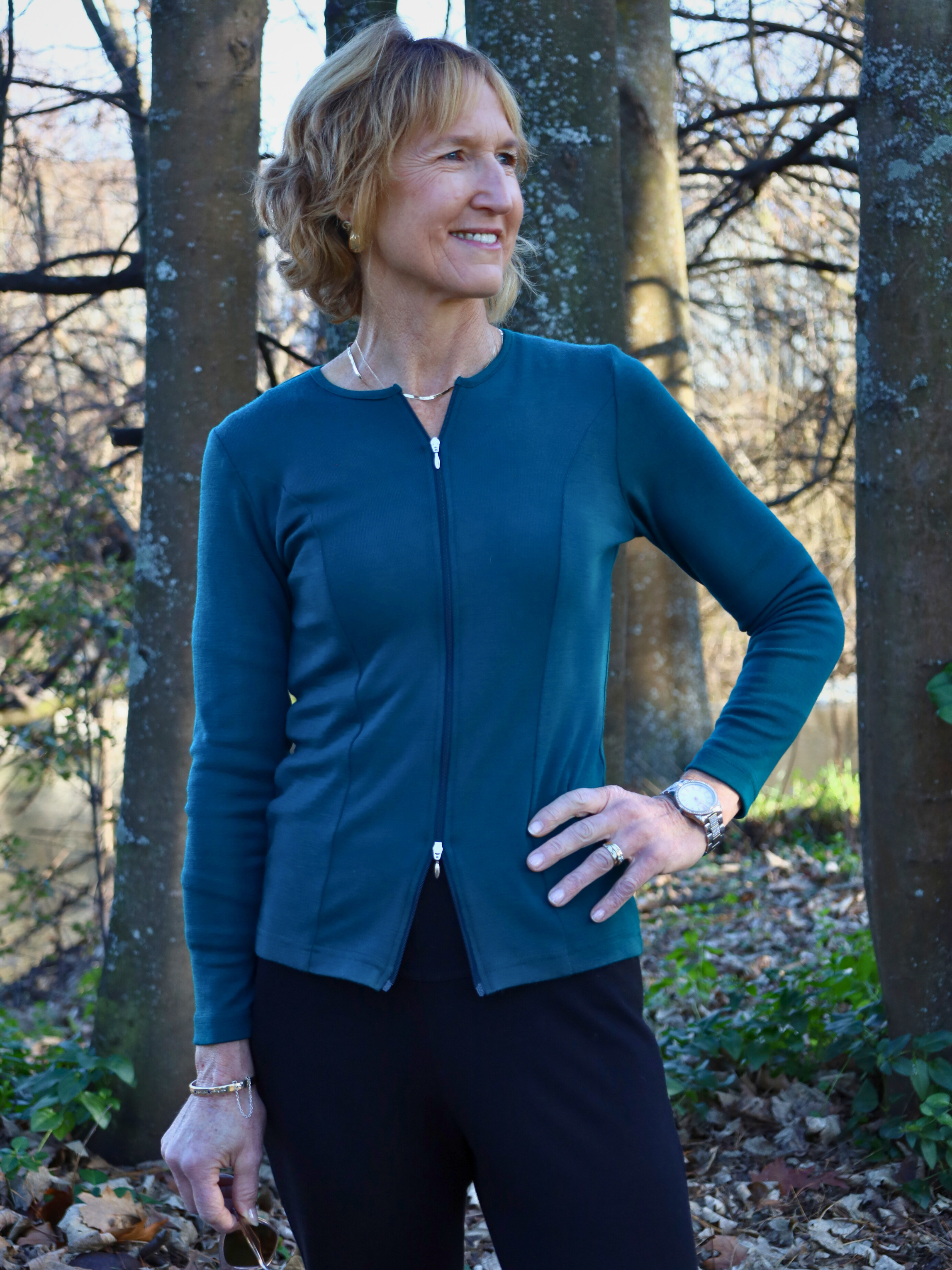 merino green zipped jacket