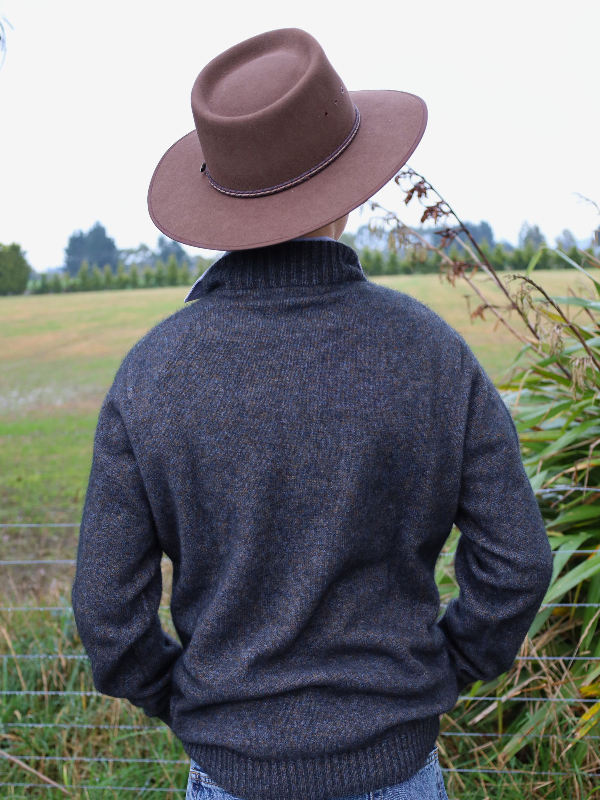 Mens Merino Possum Zip Jacket Morraine back