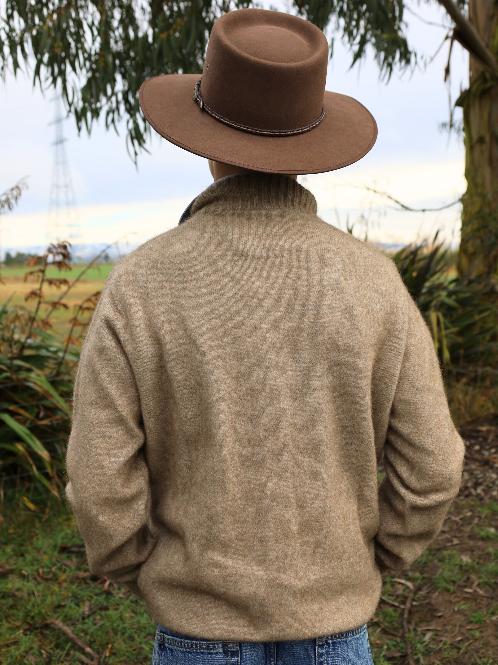 Mens Merino Possum Zip Jacket Oyster