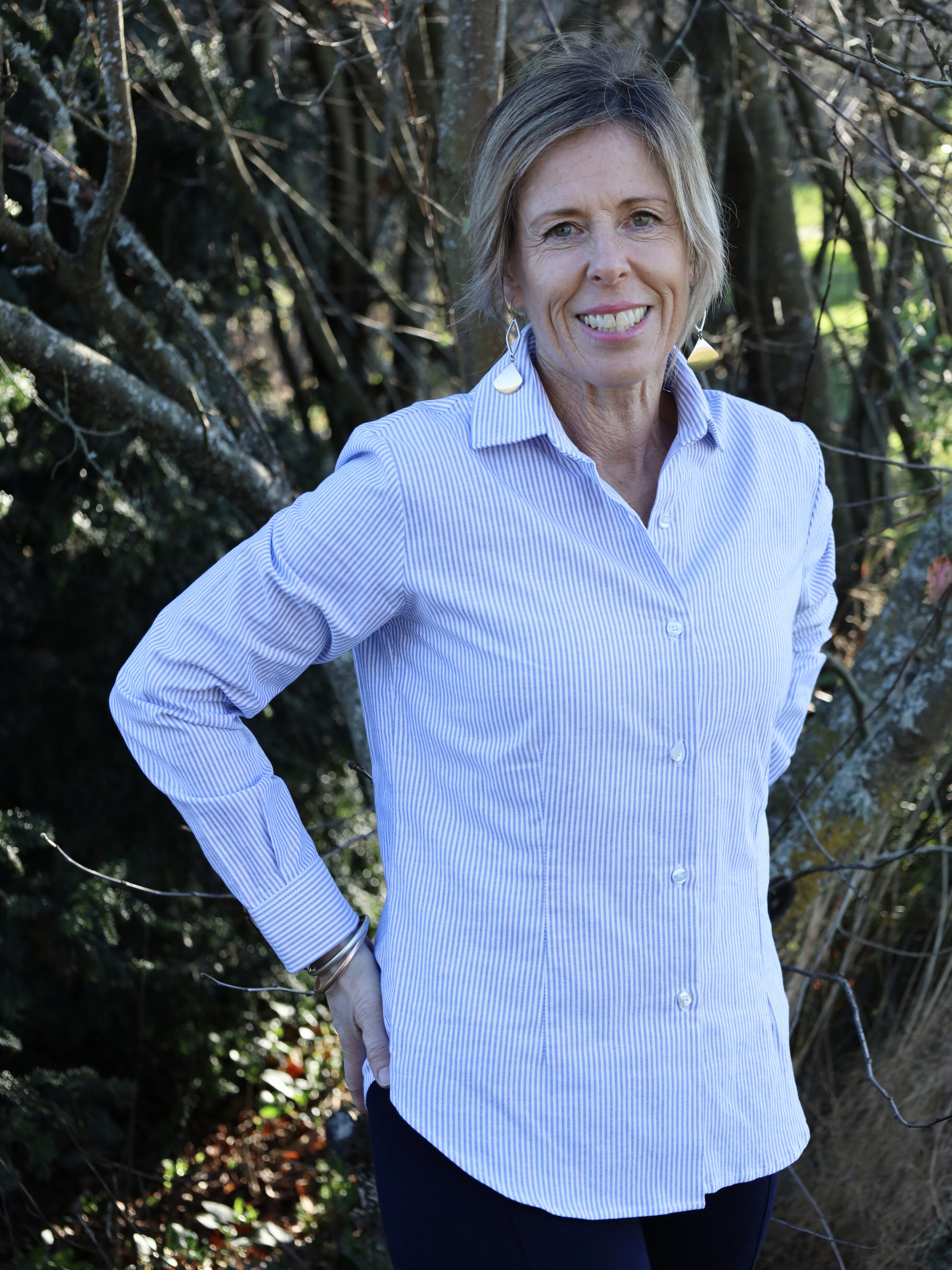 AOK Blue and white pinstripe shirt