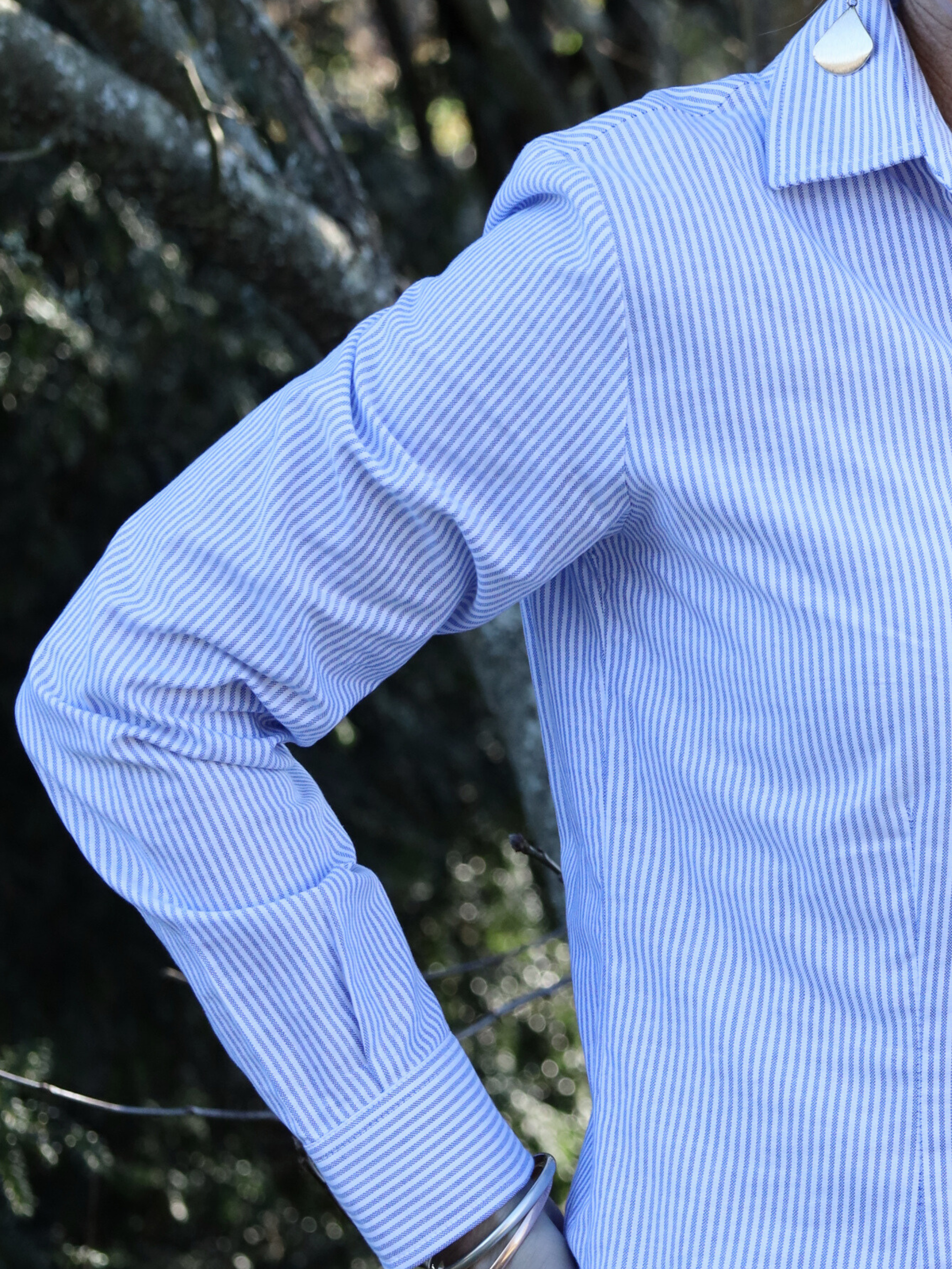 AOK Clothing Blue and white pinstripe shirt