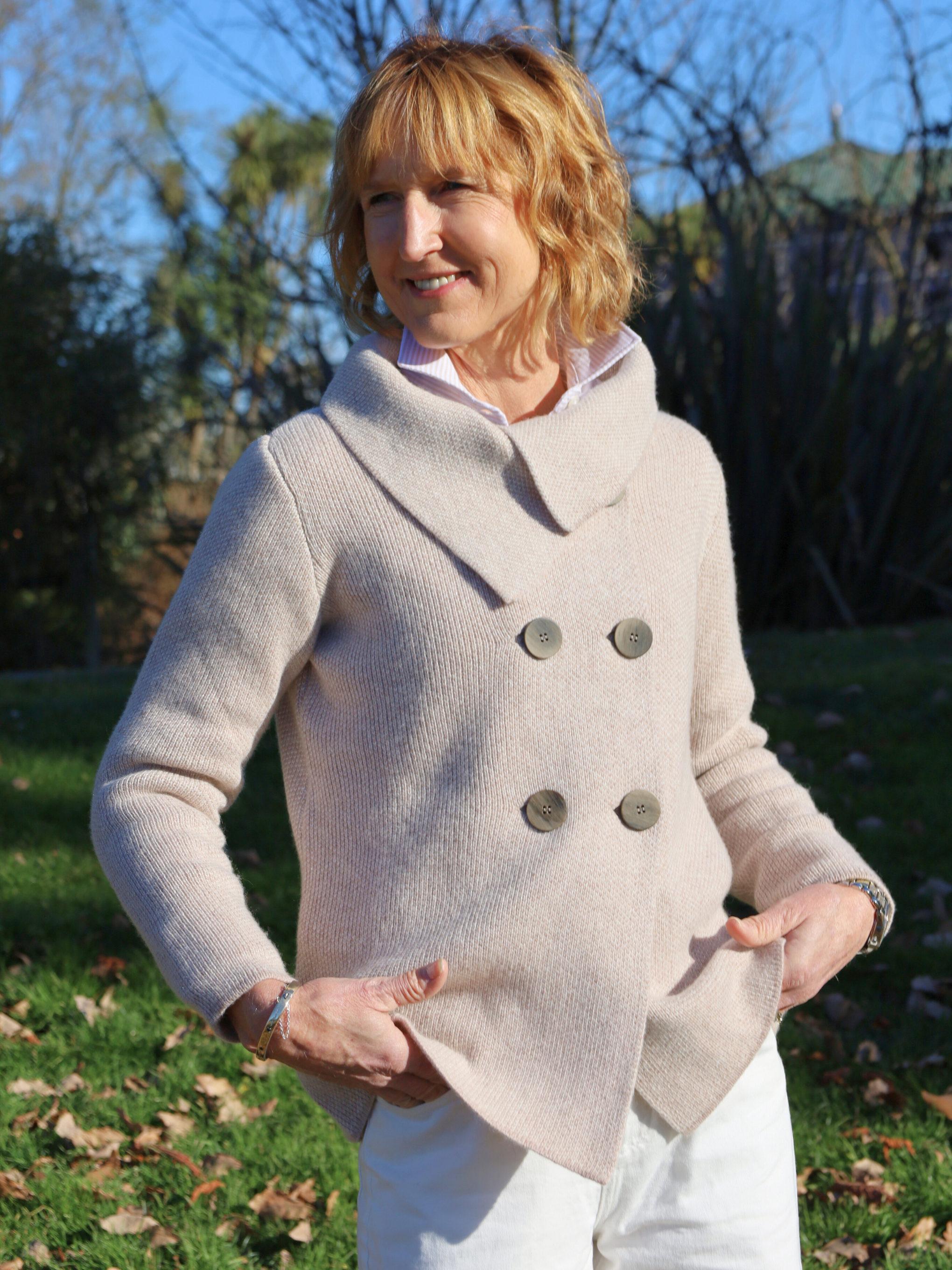 Cashmere merino beige jacket 1