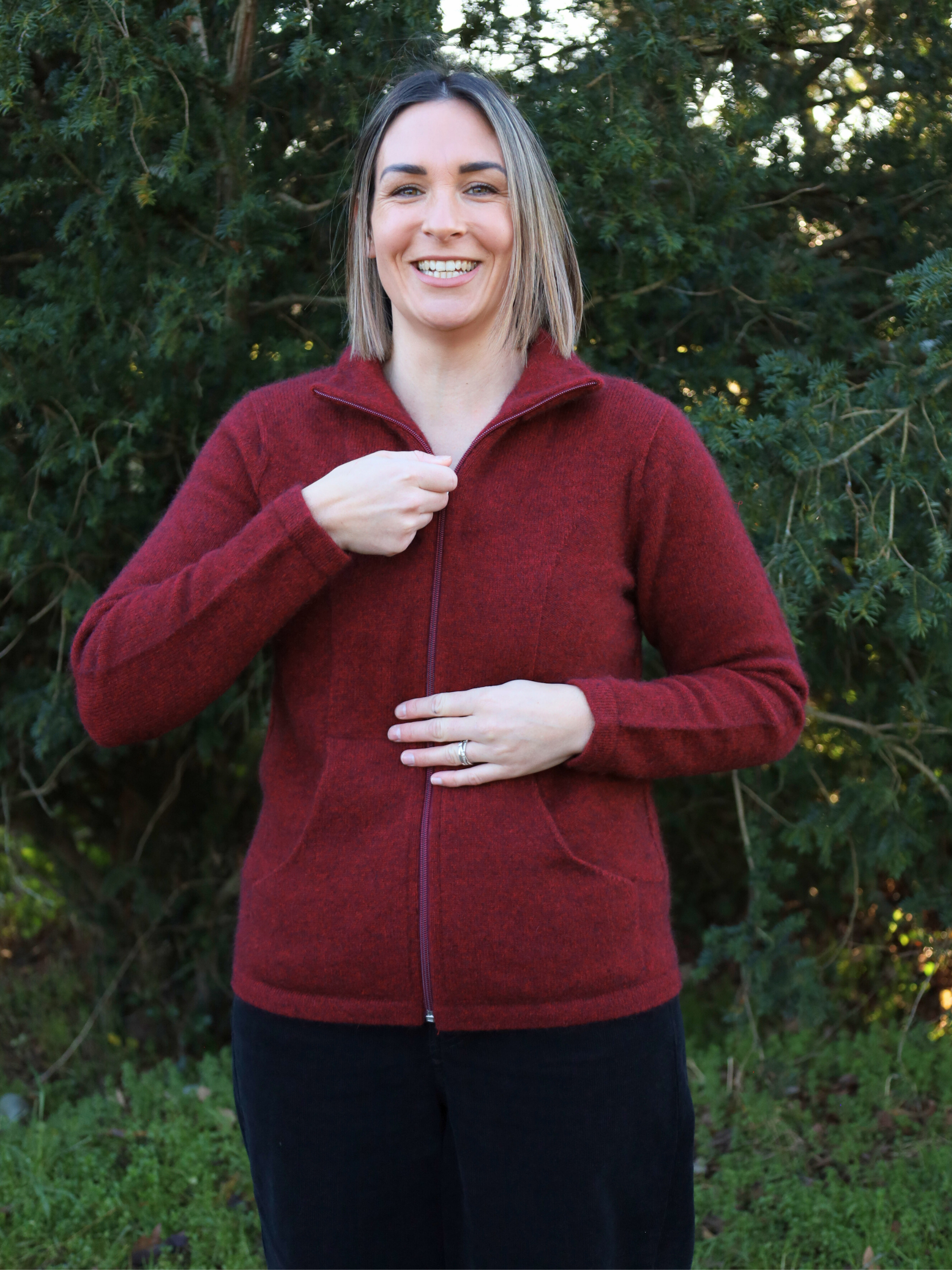 merino possum red jacket