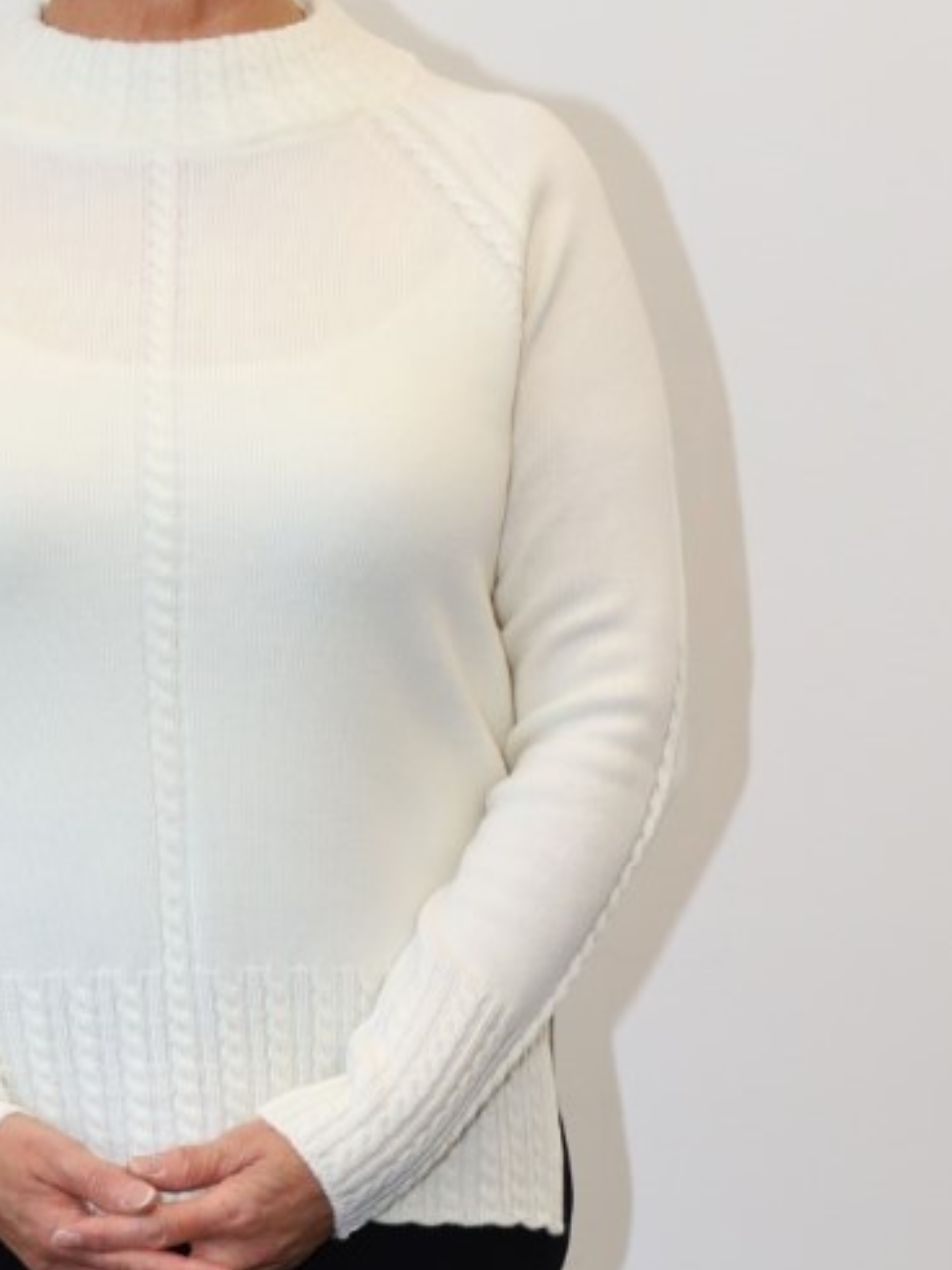 Lena Mock Crew Neck Jumper - 100% Merino Wool Made in Italy