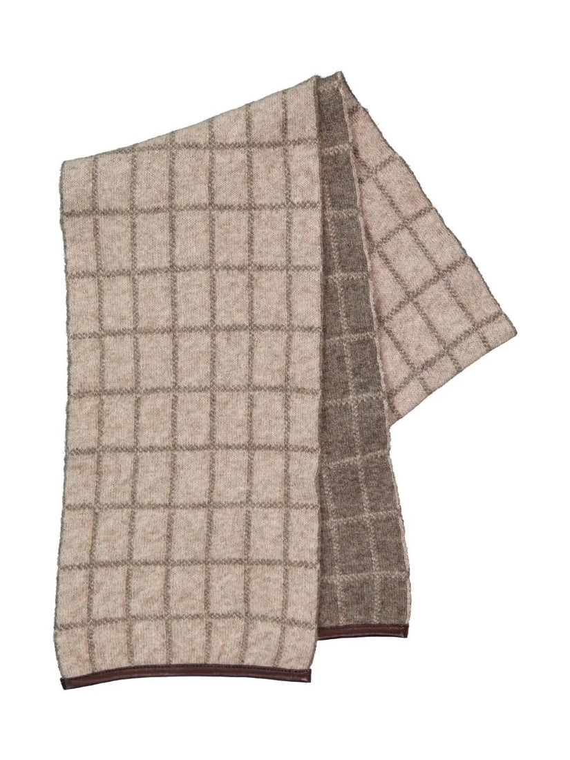 Check Scarf with Lambskin Trim