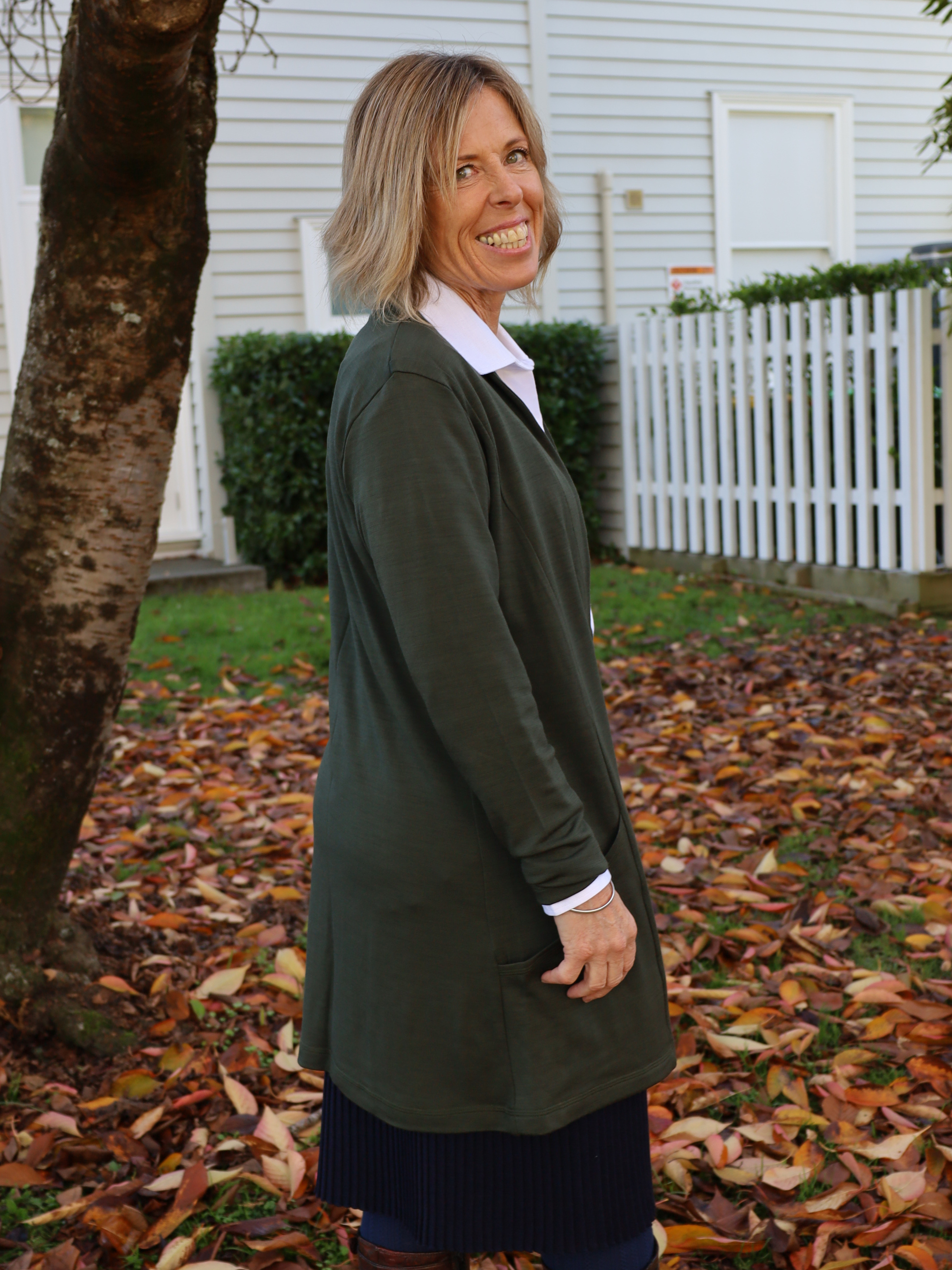 Merino Bay Road Suzanne coat AOK clothing Jungle green 1