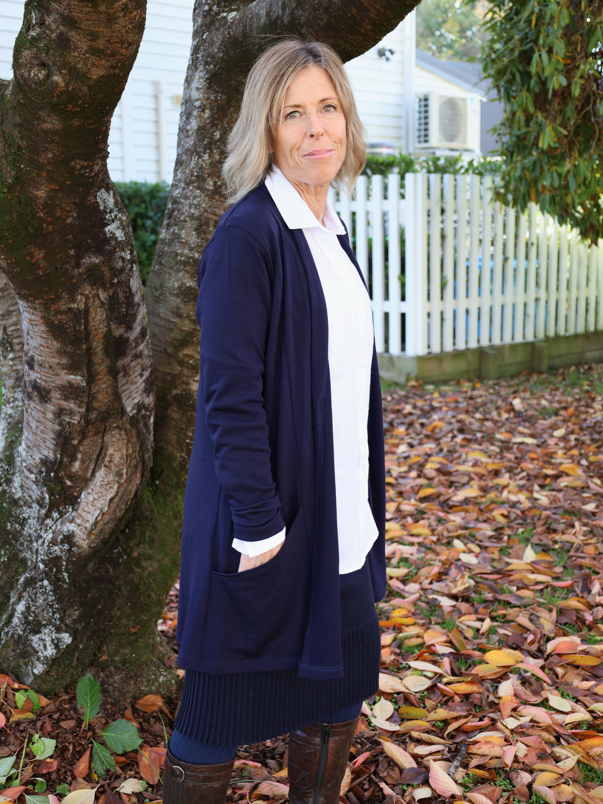 Merino Bay Road Suzanne coat AOK clothing Navy 2
