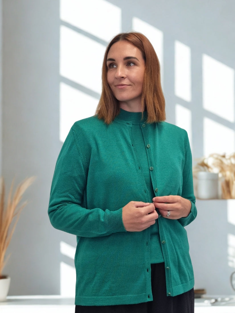Classic Merino Button to Neck Cardigan