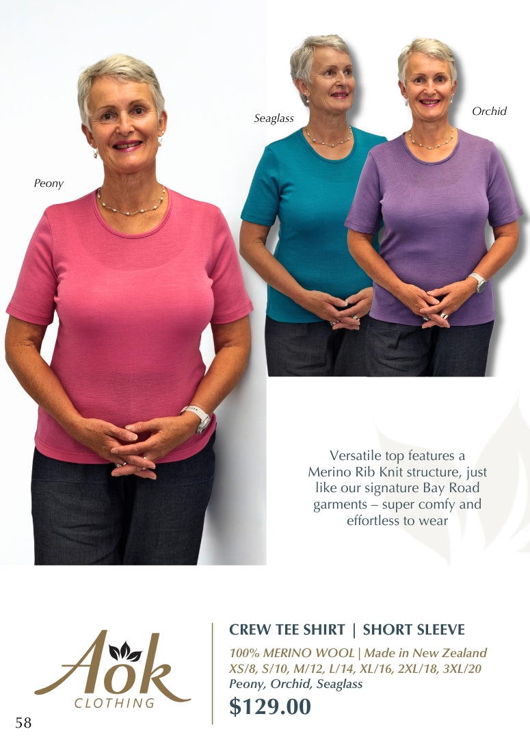 Bay Road Merino Crew Tee Shirt - Short Sleeve