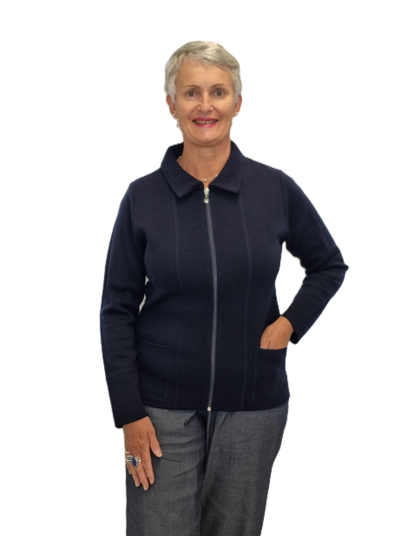 100% Merino Hannah Zip Jacket with Pockets