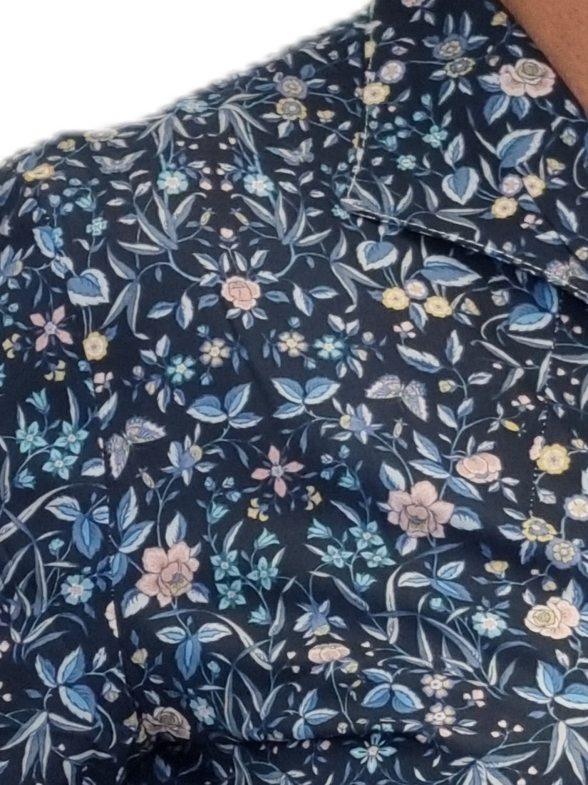 The Daniella Blouse: Wildflower Elegance in Tana Lawn Blues