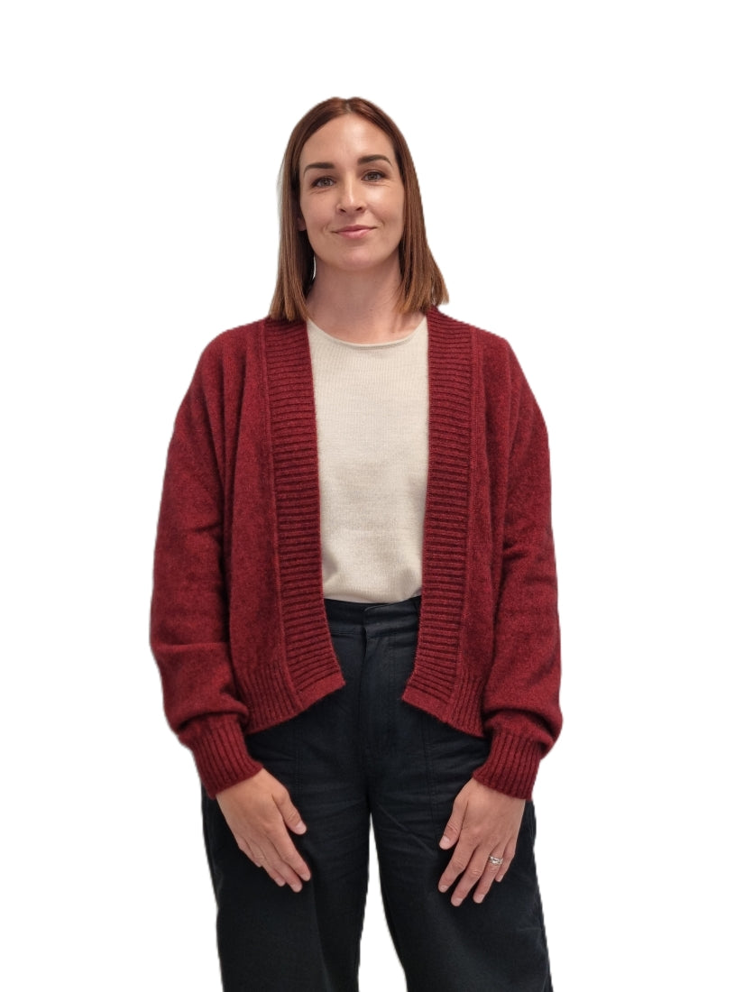 AOK Clothing Merino Possum Edge to Edge Cardigan sangria