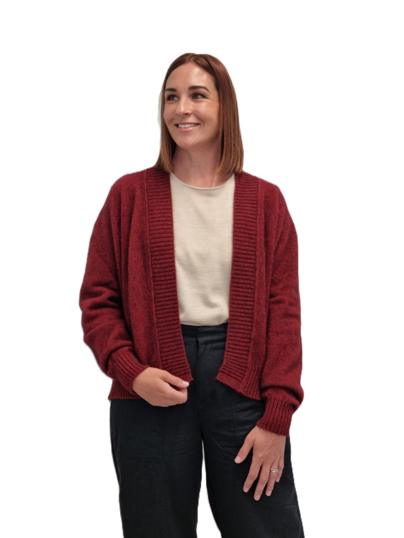 AOK Clothing Merino Possum Edge to Edge Cardigan sangria