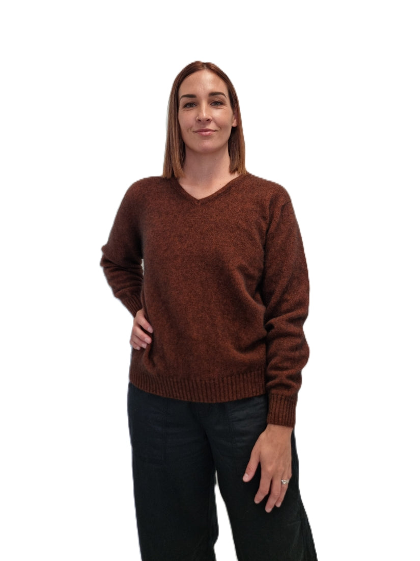 AOK Clothing rimu merino possum ladies vee neck jumper