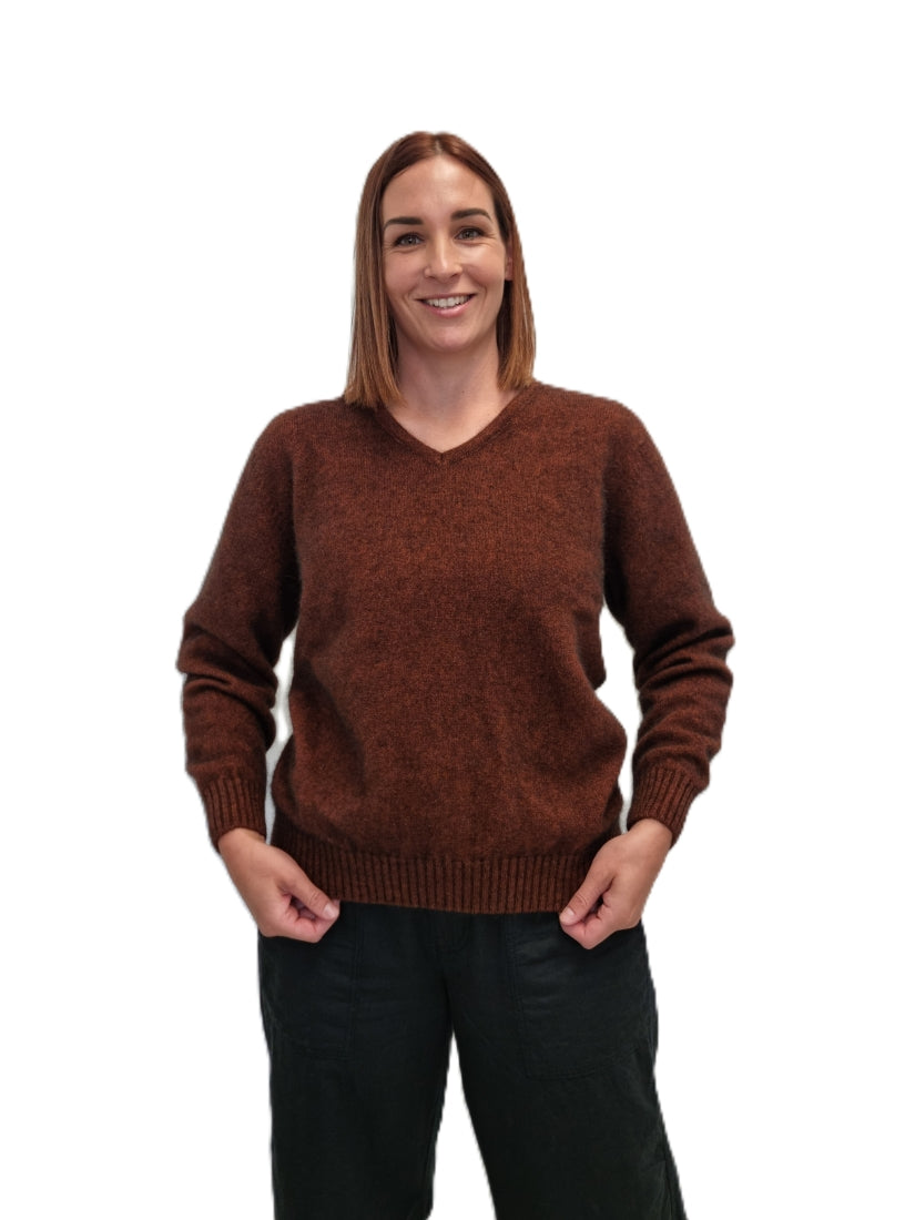 AOK Clothing rimu merino possum ladies vee neck jumper