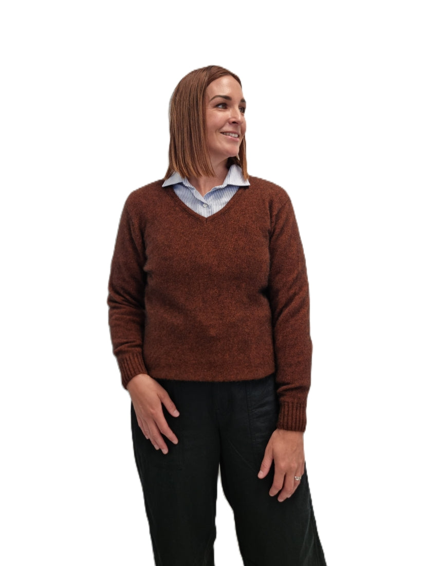 AOK Clothing rimu merino possum ladies vee neck jumper